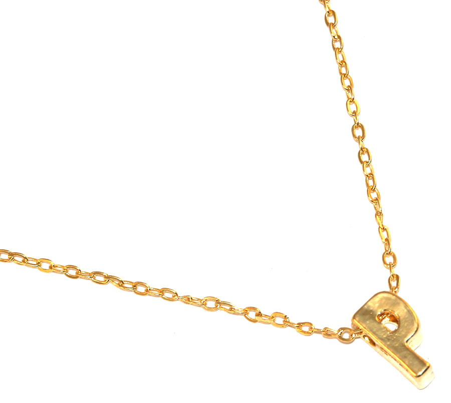 Miniatura Colar Cordão Minha Inicial Letra P Folheado Ouro 18k