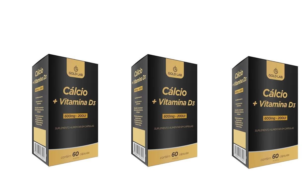 Miniatura Cálcio + Vitamina D3 Gold Lab - Auxilia Ossos E Imunidade