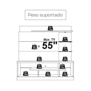 Estante Home 1,81 Madetec Alan para TV de até 55” Natural/Off White
