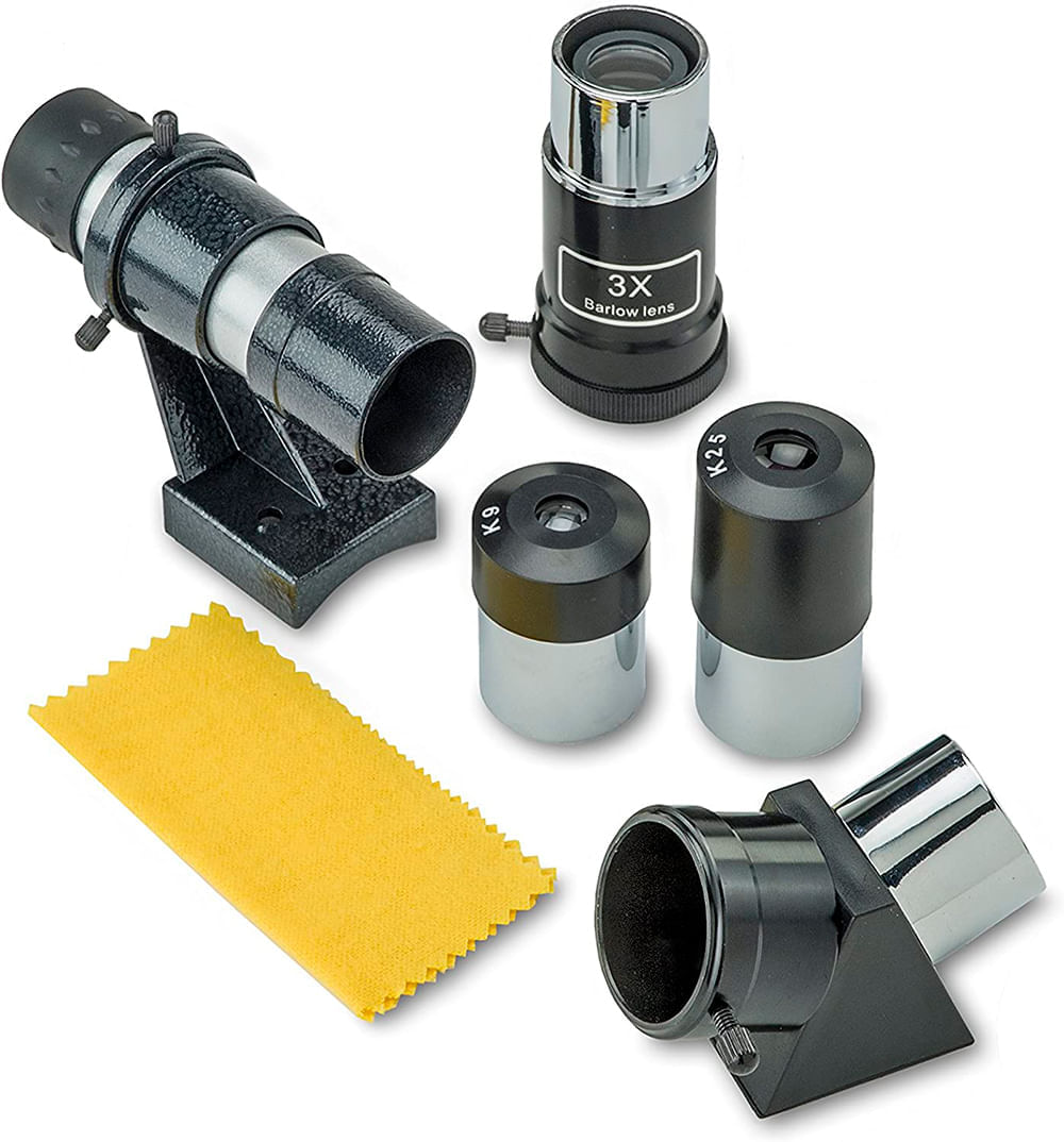 Miniatura Telescópio Refrator 70 mm SkyChaser, 133.5x, Localizador 8x21, Barlow 3 x, Tripé e Bolsa