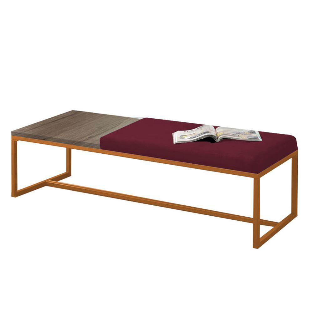 Miniatura Calçadeira Recamier Londres 140cm Bronze Suede Bordô Mdf Caramelo - Ahazzo Móveis