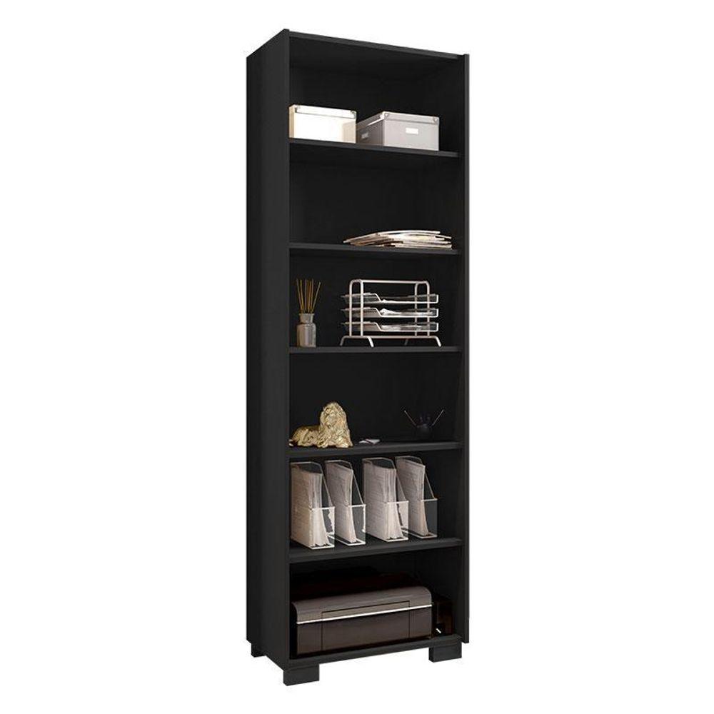 Miniatura Mesa Para Computador Gamer Drx 5000 E Livreiro Office Com Portas Pequenas Preto Trama - Móveis Leão