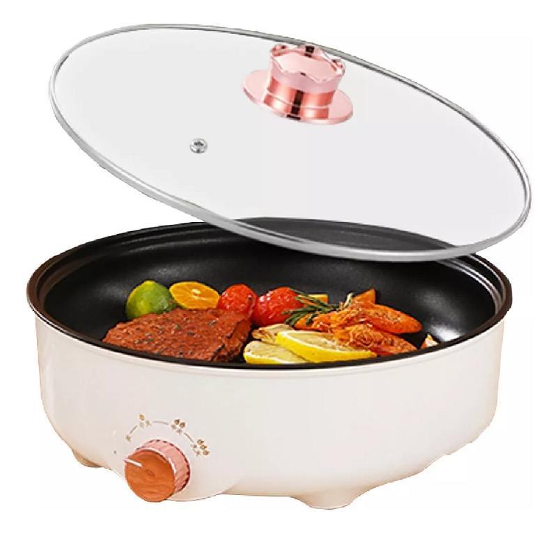 Miniatura Panela Elétrica Portátil Grill Antiaderente Grande 26Cm 600W