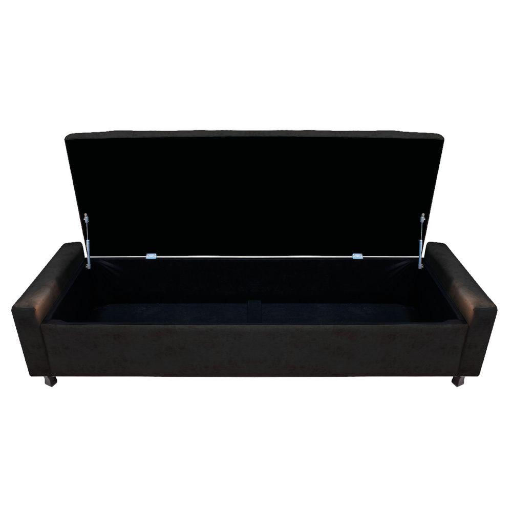 Miniatura Calçadeira Baú King Everest P02 195cm Para Cama Box Suede Preto