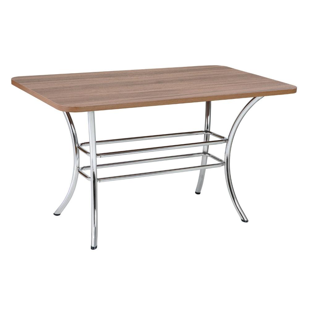 Conjunto Sala de Jantar 1 Mesa 6 Cadeiras Giovana Fil Móveis Marrom/Cromado