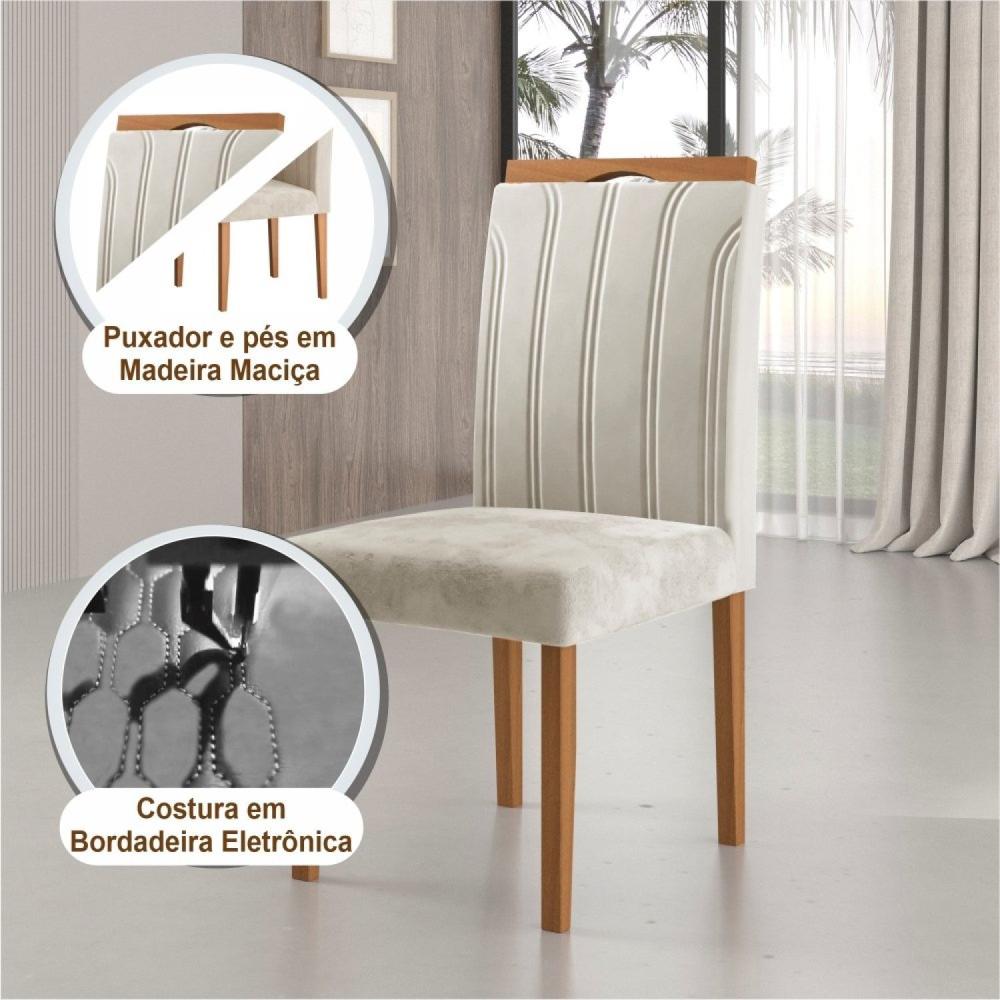 Kit 4 Cadeiras com Puxador 03 Madenova Móveis Marfim/Mel