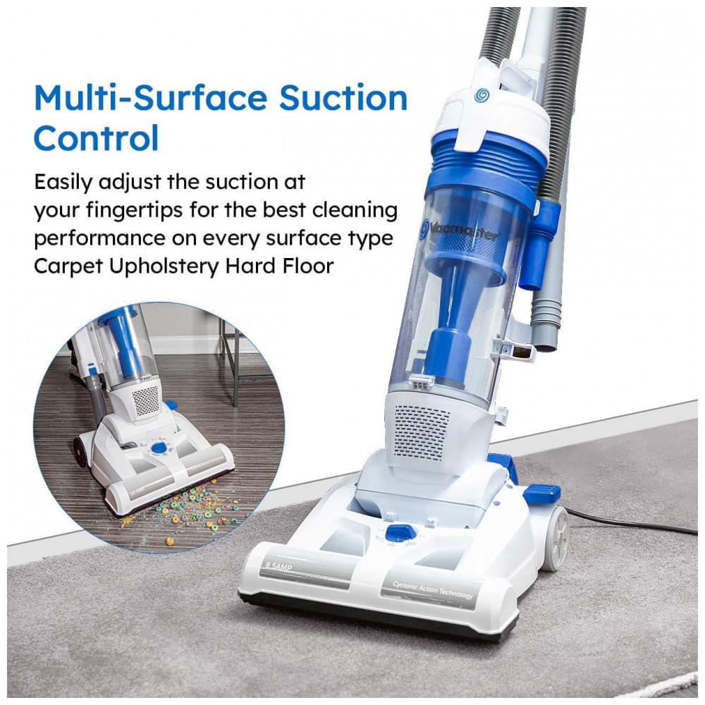 Aspirador de Pó Portátil sem Saco para Piso Duro e Pelos de Pet, 110V 600W, Vacmaster UC0101, Branco e Azul