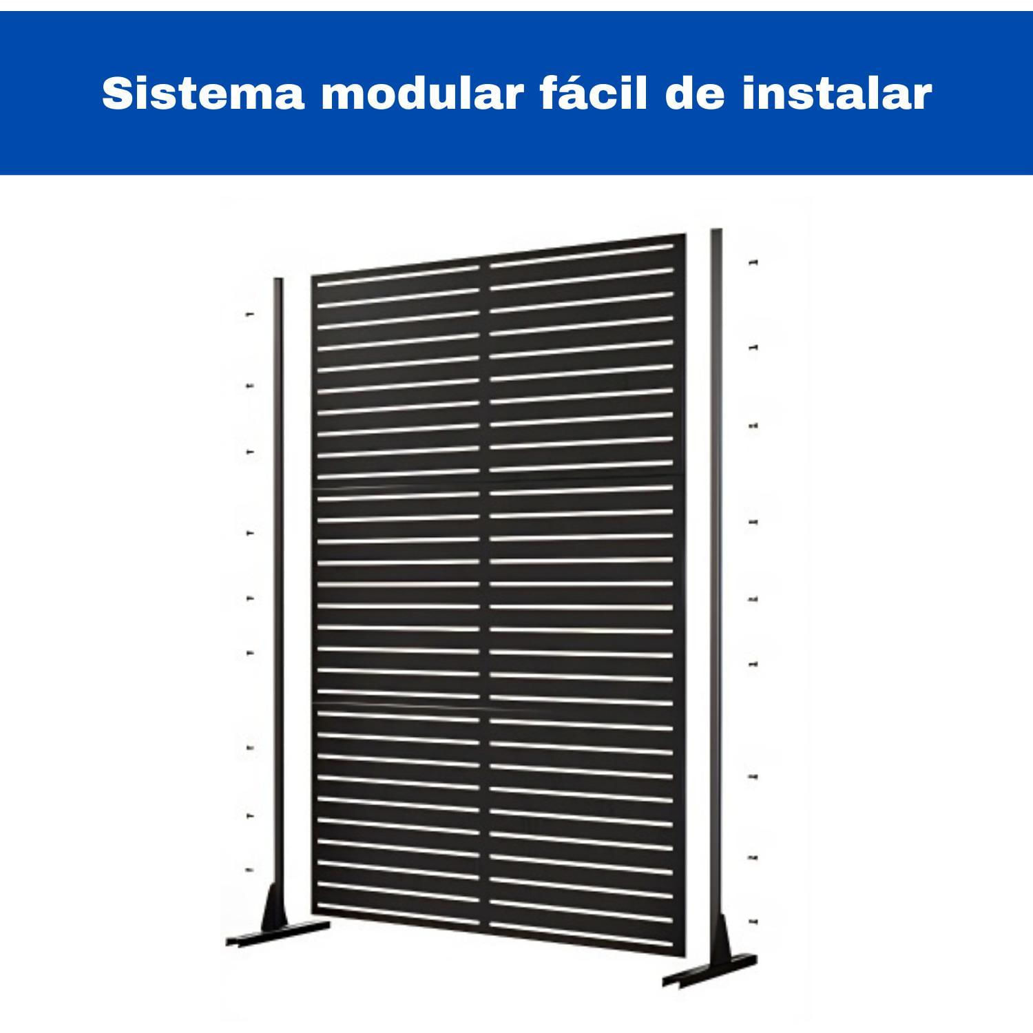 Miniatura Biombo Reto Linhas De Metal Interno/Externo 1,8X1,2Mt Preto