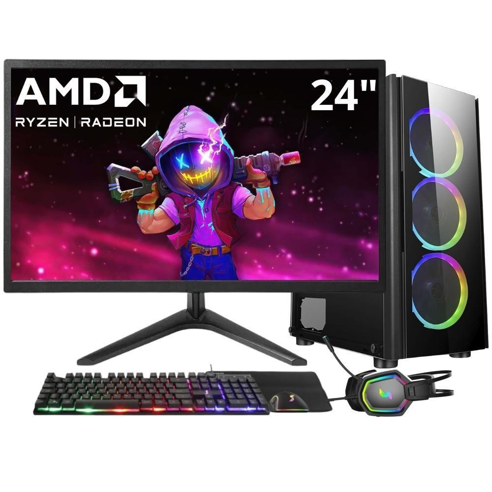 Miniatura Pc Gamer Skill Winner Amd Ryzen 5 5600g 16GB DDR4 SSD 1TB Gráficos Radeon Vega Monitor 24" Led Kit Gamer GSW-24010