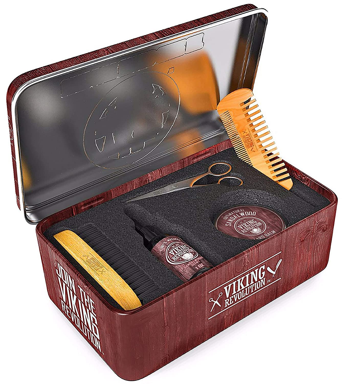 Revolução Viking Kit para Barba Profissional Portátil com Ce ra e Pente 5 Itens