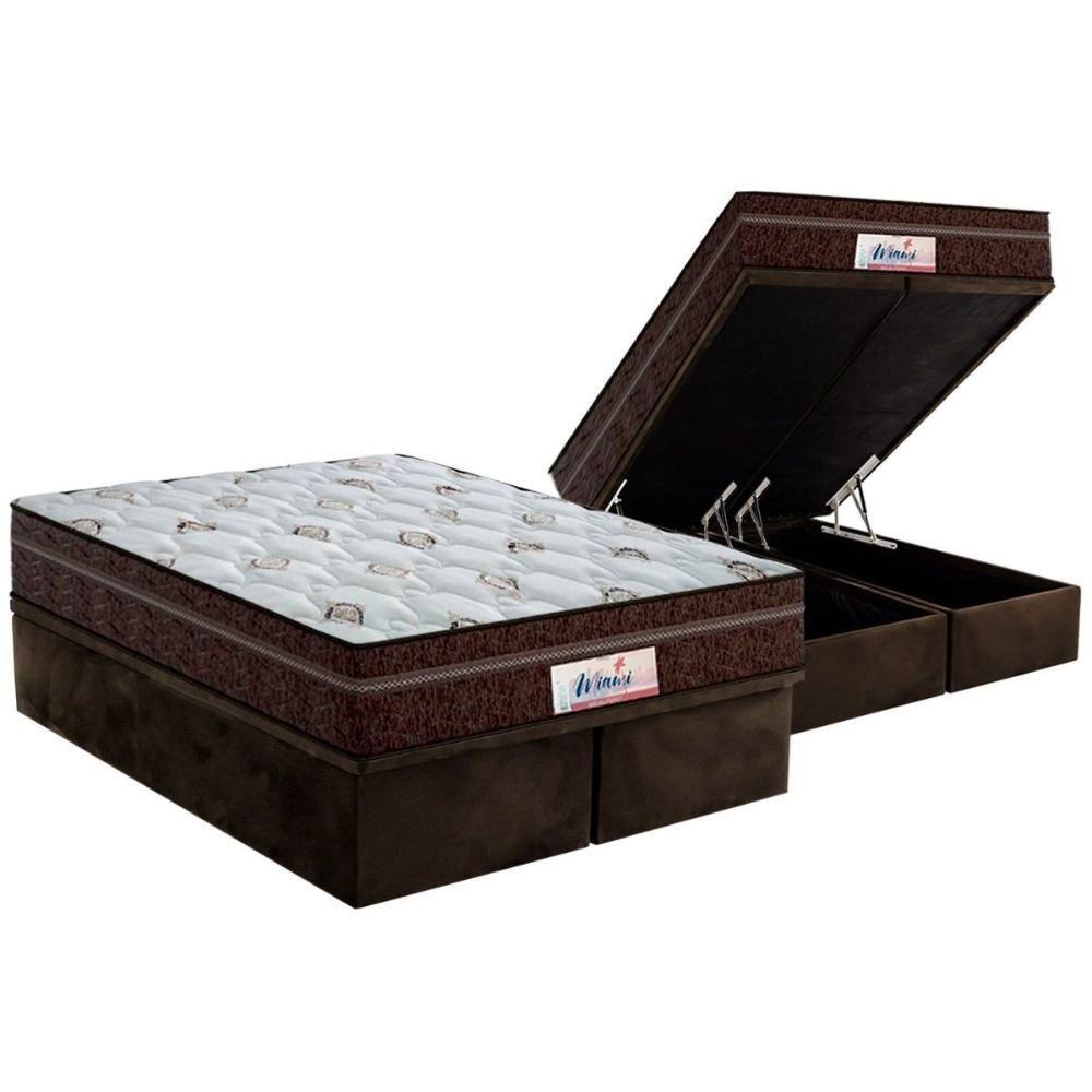 Miniatura Cama Box Baú King: Colchão Molas Probel Masterpocket Ensacadas Prodormir Miami + Base Brown(193X203)