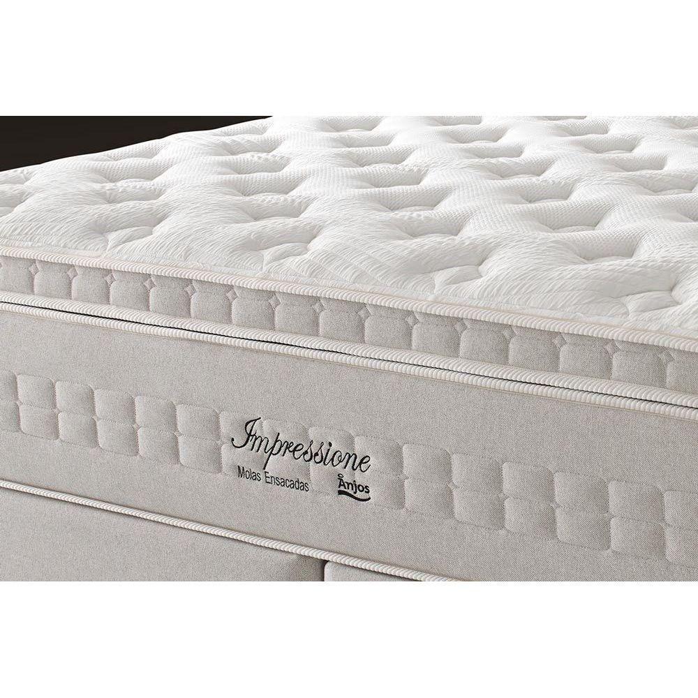 Miniatura Cama Box Queen: Colchão Molas Ensacadas Anjos Masterpocket Impressione + Base White(158X198)