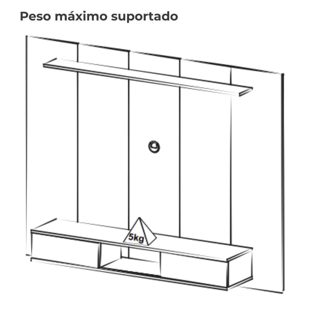 Painel Suspenso Para Tv 72 Pol 176 Cm Carvalho Off White Arly Carv