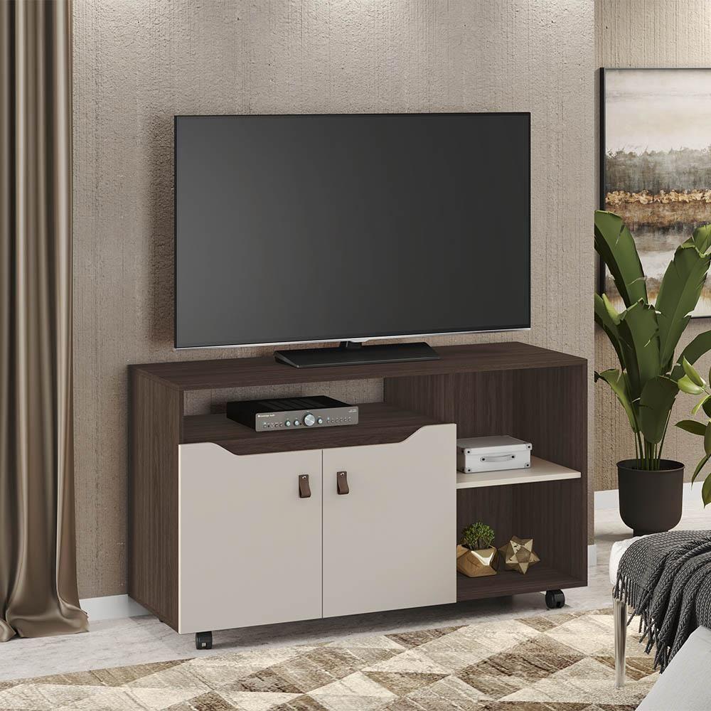 Miniatura Rack Seleto Para Tv Até 49 Polegadas Jcm Movelaria Café Off White