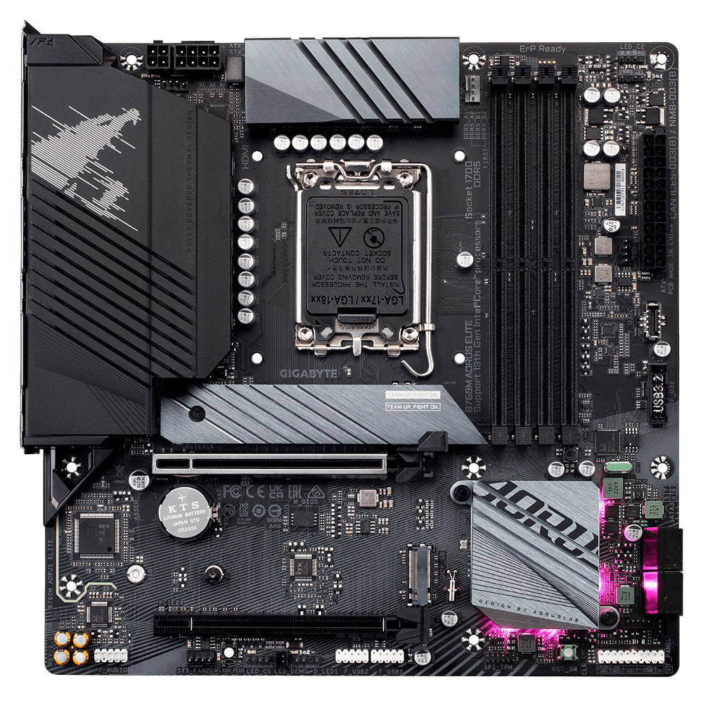 Placa mãe Gigabyte para Intel 1700 B760M Aorus Elite 4x DDR5 mATX (rev 1.0) Preto