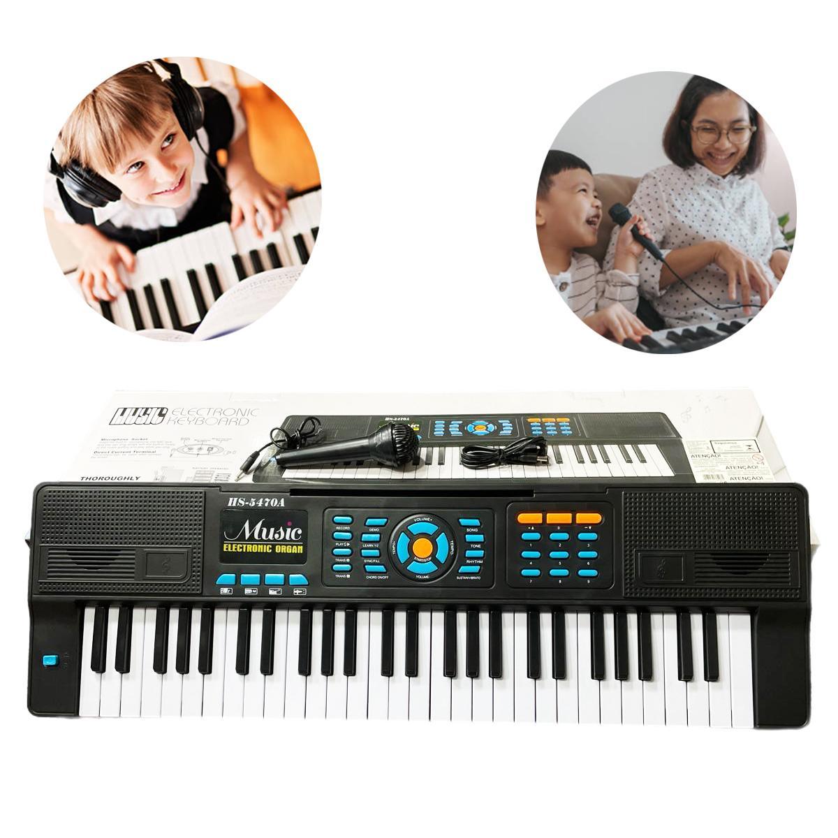 Miniatura Teclado Musical Iniciantes 54 Teclas Com Microfone Music