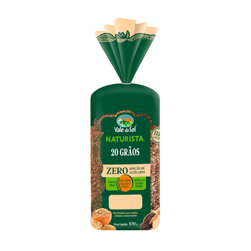 Miniatura Pão Integral Vale do Sol Naturista 20 Grãos Zero 370g