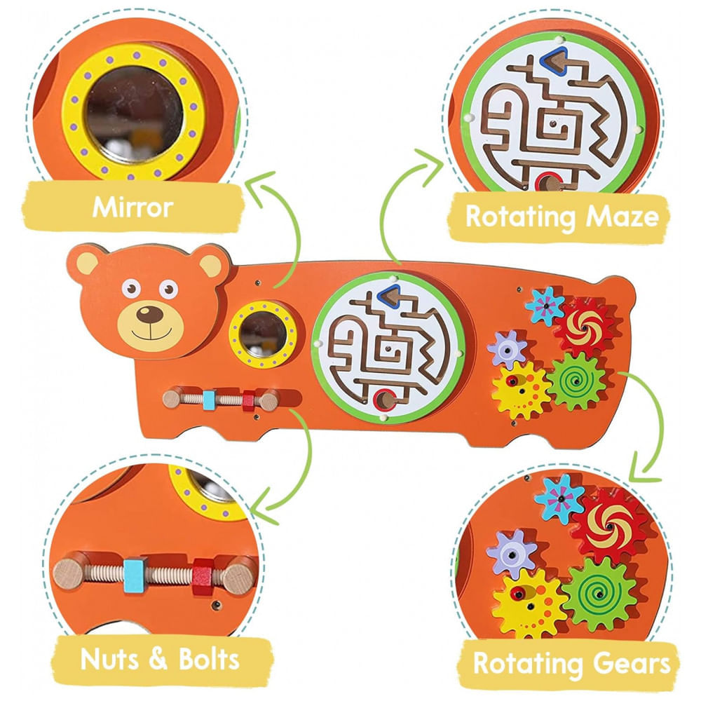 Miniatura Painel Interativo com Atividades Divertidas Sensoriais para Crianças de 3 Anos ou Mais, D DAKIN, Urso 110v