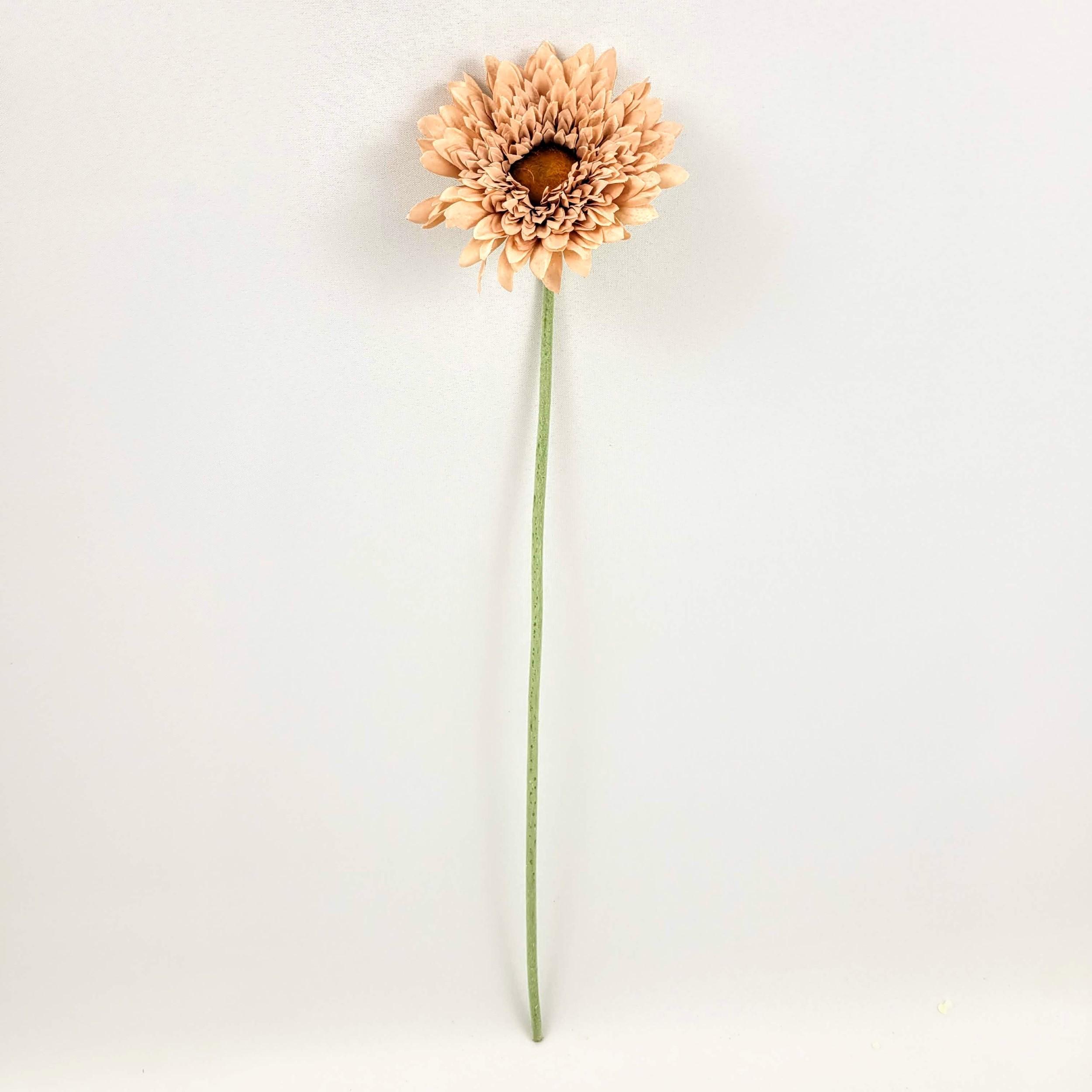 Miniatura Gérbera Salmão Haste 53X13Cm Flor Planta Artificial
