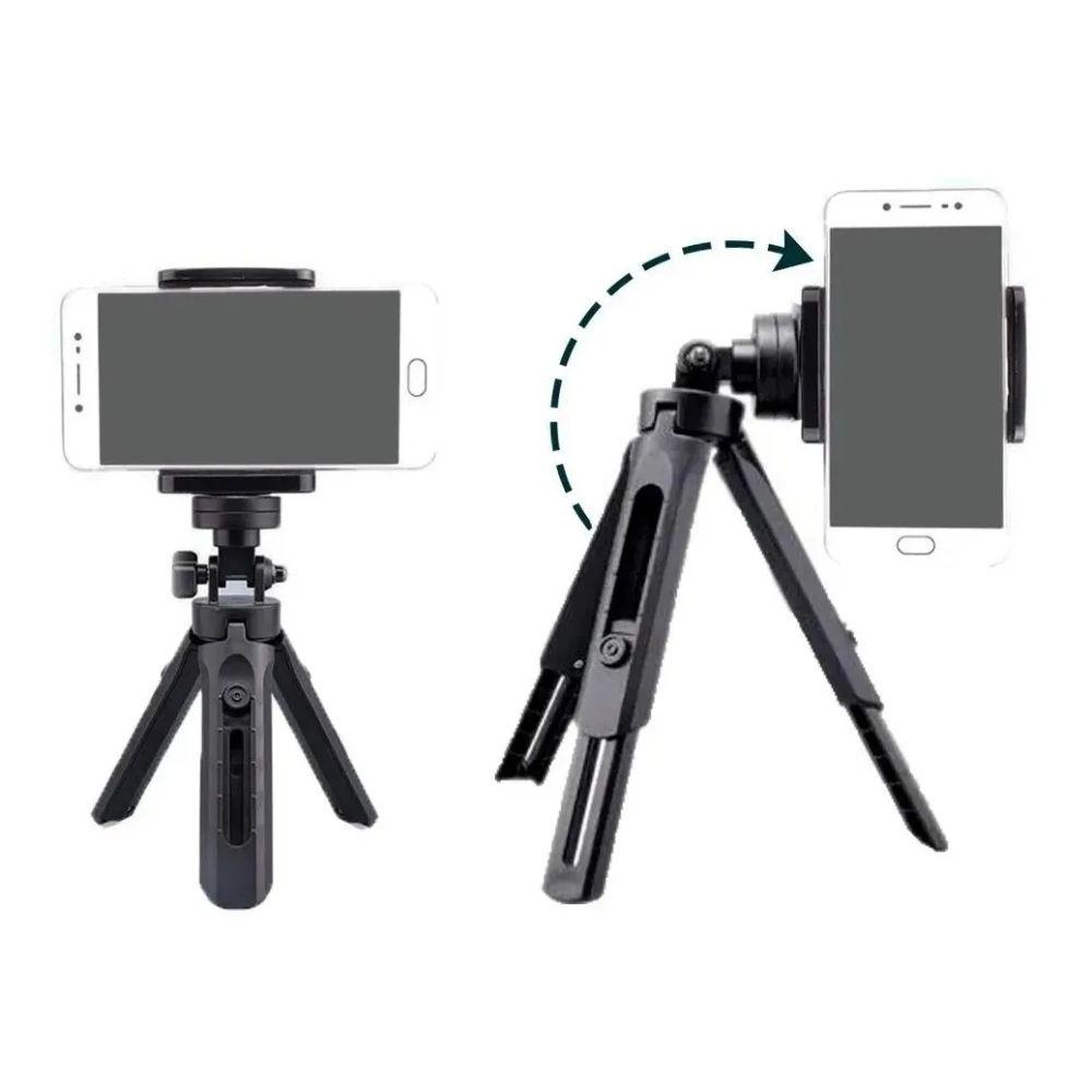 Miniatura Suporte De Mini Tripé De Mesa 360° Ajustável Para Telefones Celulares, Câmeras E Gopro