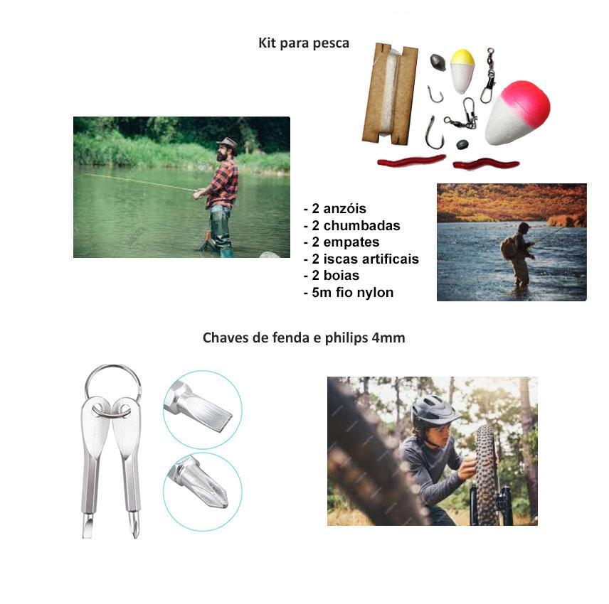 Miniatura Kit De Sobrevivência Emergência Trilha Pesca Camping Bússola