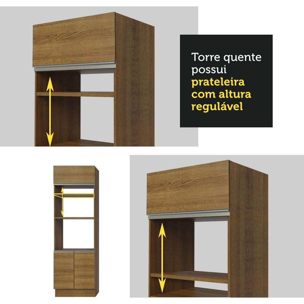 Cozinha Completa Madesa Safira com Armário e Balcão (Sem Tampo e Pia) Rustic/Crema