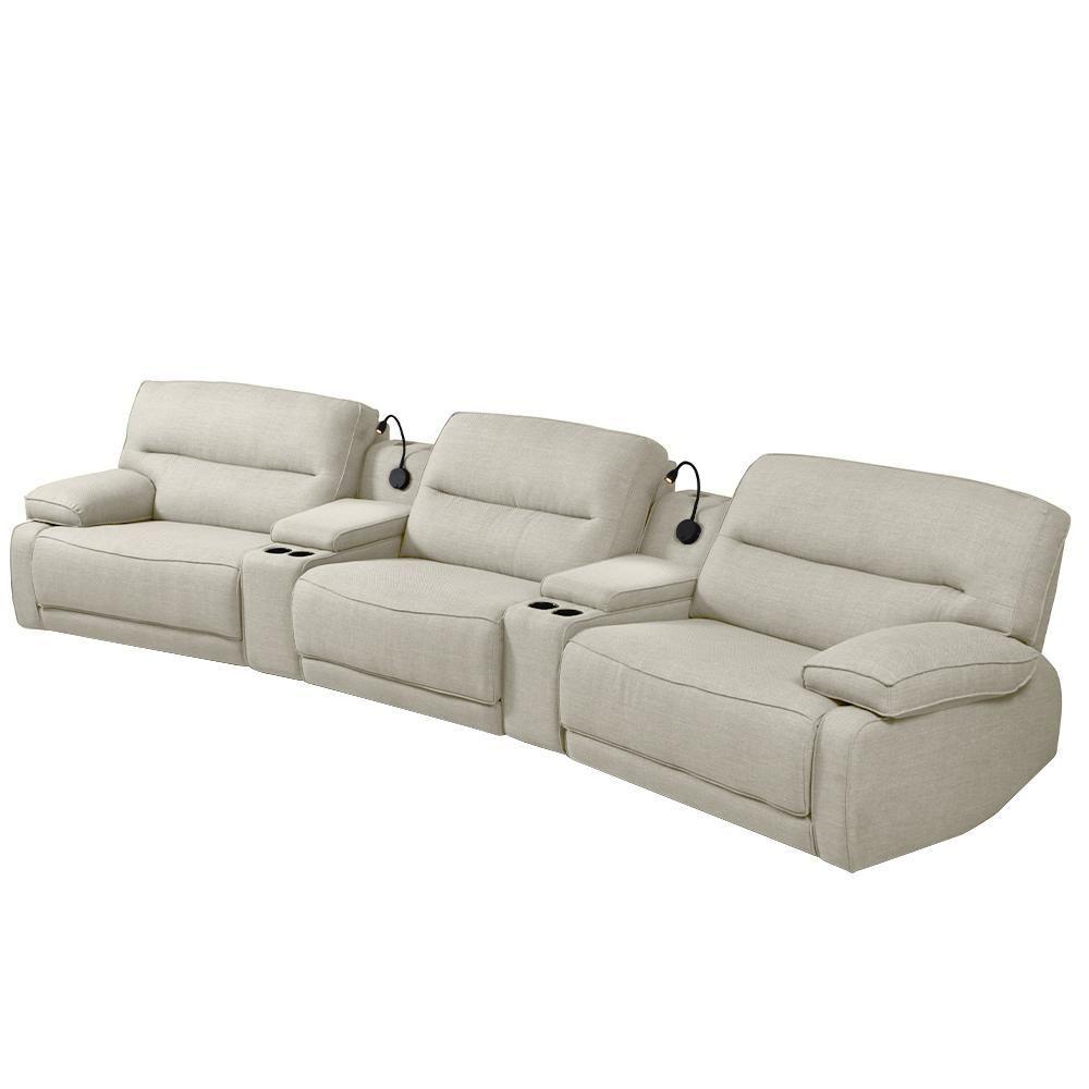 Miniatura Sofá Decorativo Swift C/porta Copos Baú Cooler Reclinável Retrátil Linho Offwhite G81 - Gran Belo