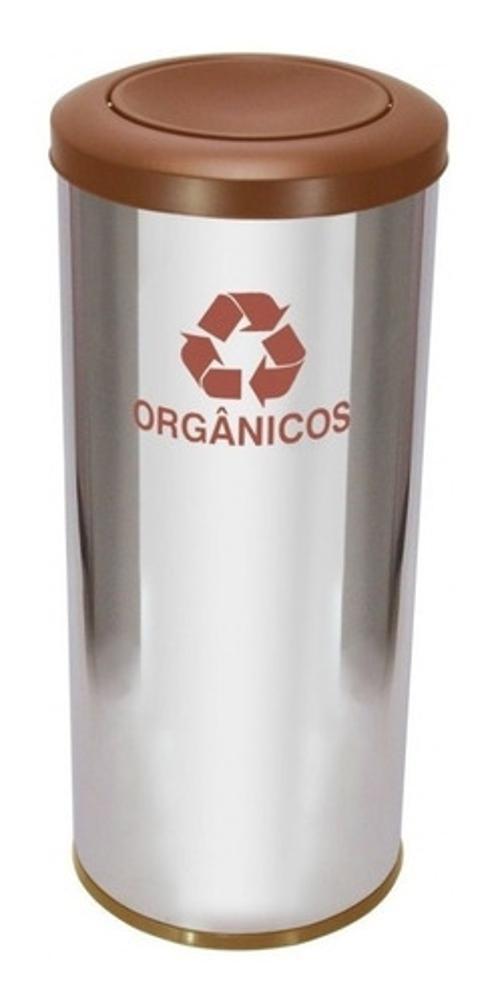 Miniatura Lixeira Em Aço Inox Com Tampa Meia Esfera Plástica 22L