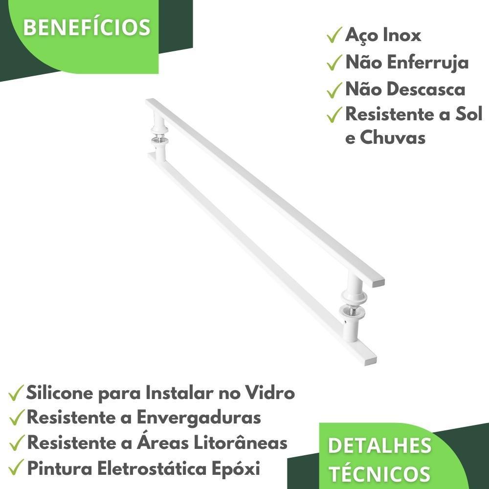 Miniatura Puxador De Porta Branco Vidro Pivotante Madeira 80Cm M.S