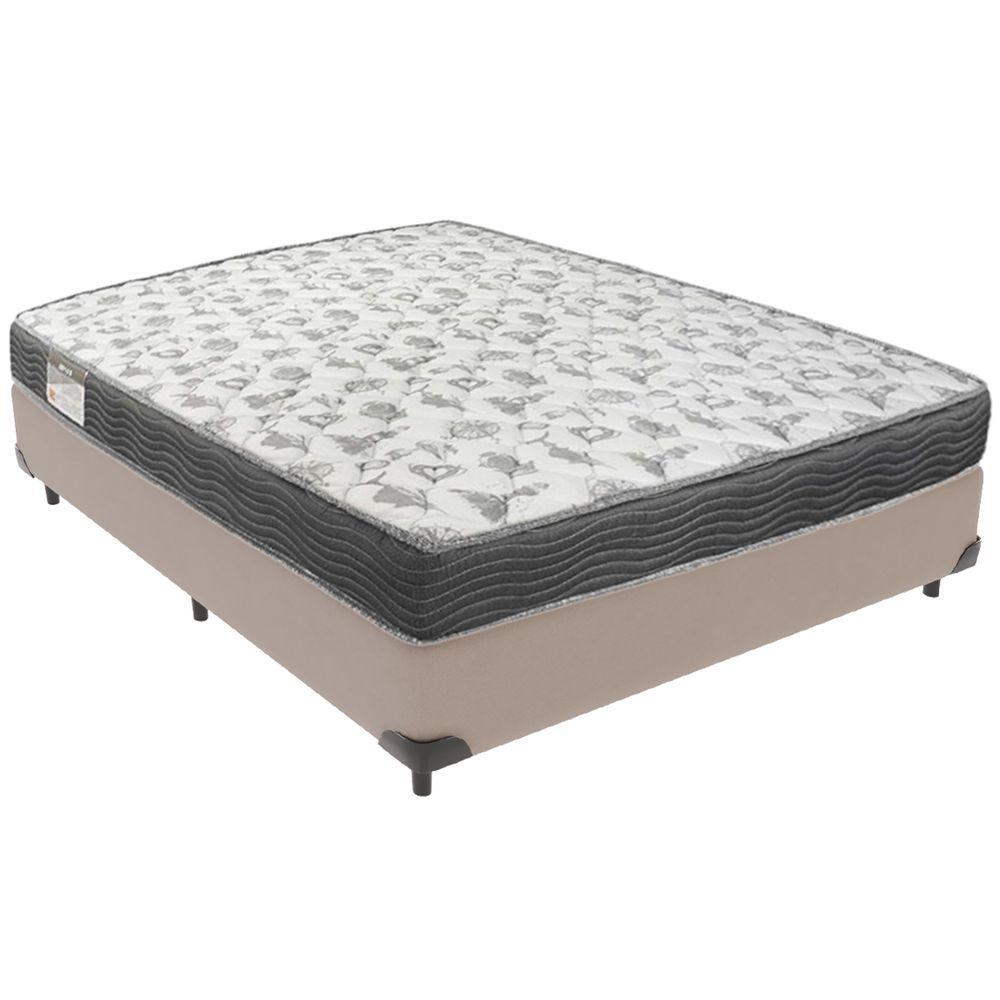Miniatura Cama Box Bege E Colchão Iso100 Espuma D33 Casal Ortobom