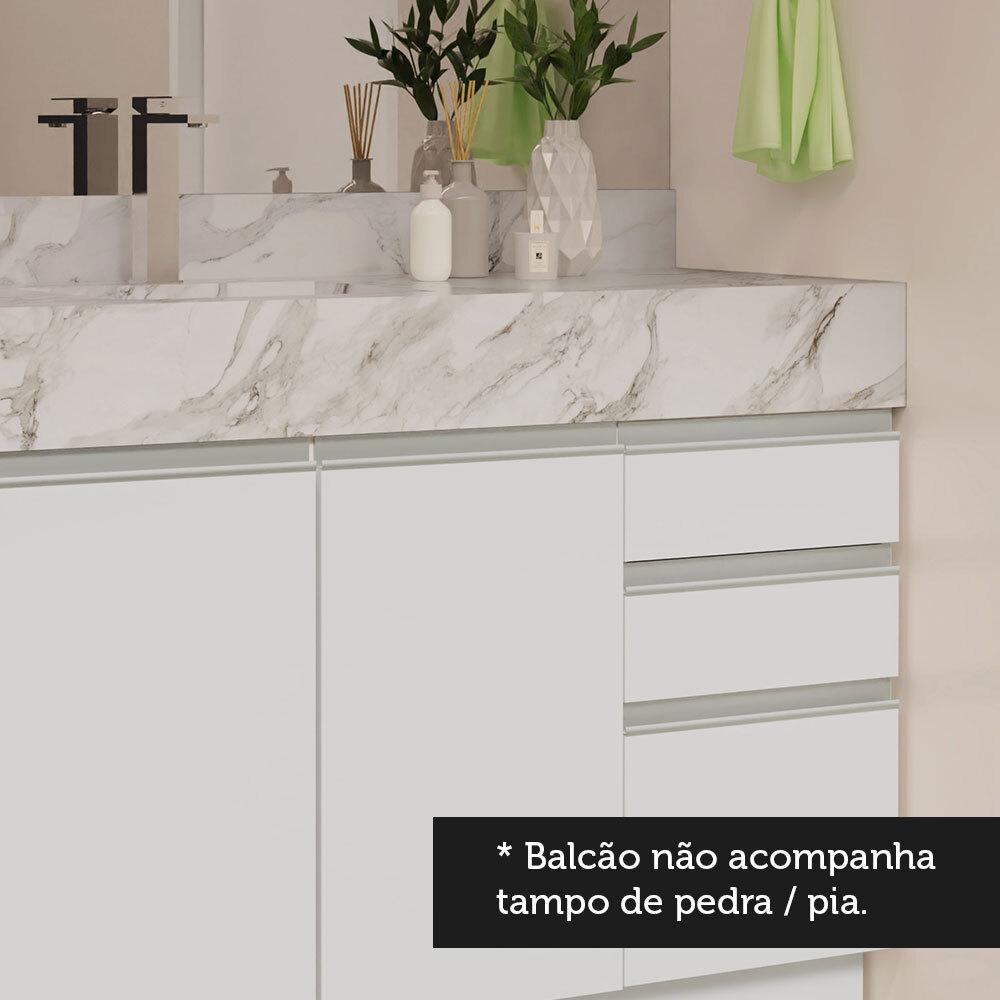 Armário Gabinete para Banheiro 120cm 2 Portas 3 Gavetas Branco Madesa Branco