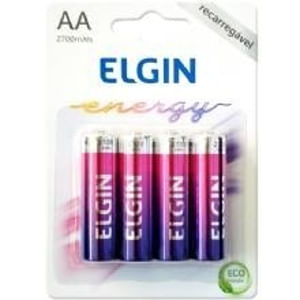 Miniatura Pilhas Recarregável AA pequena Energy 2700 Mah Elgin 4 Unid