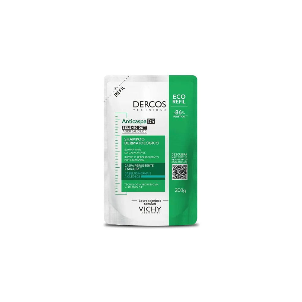 Miniatura Refil Shampoo Anticaspa Ds Vichy Dercos Oily Cabelos Normais a Oleosos 200g