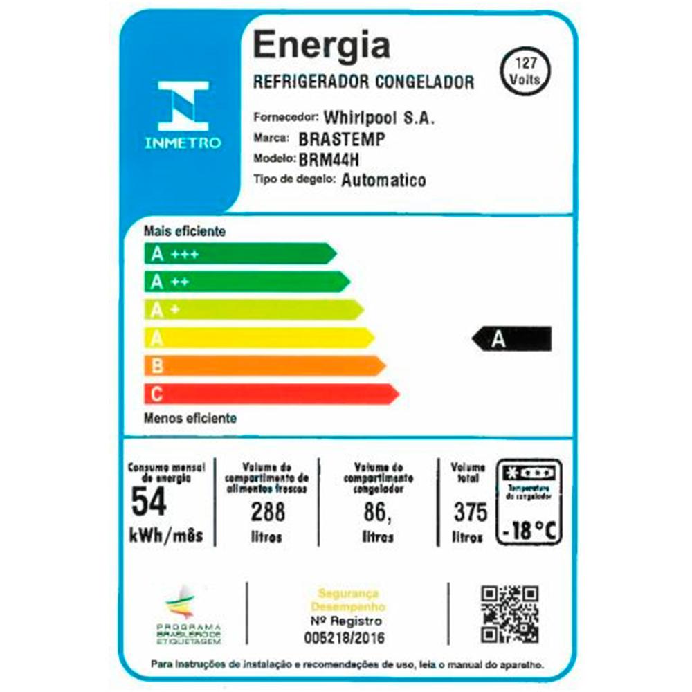 Geladeira / Refrigerador Brastemp Frost Free Duplex BRM44HK, 375 Litros - 110 Volts 110 Volts