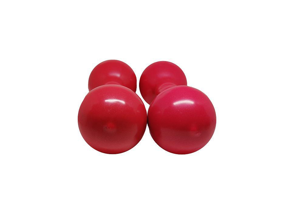 Miniatura Par De Halter Peso Bola Emborrachado De 3Kgs Rosa Musculação