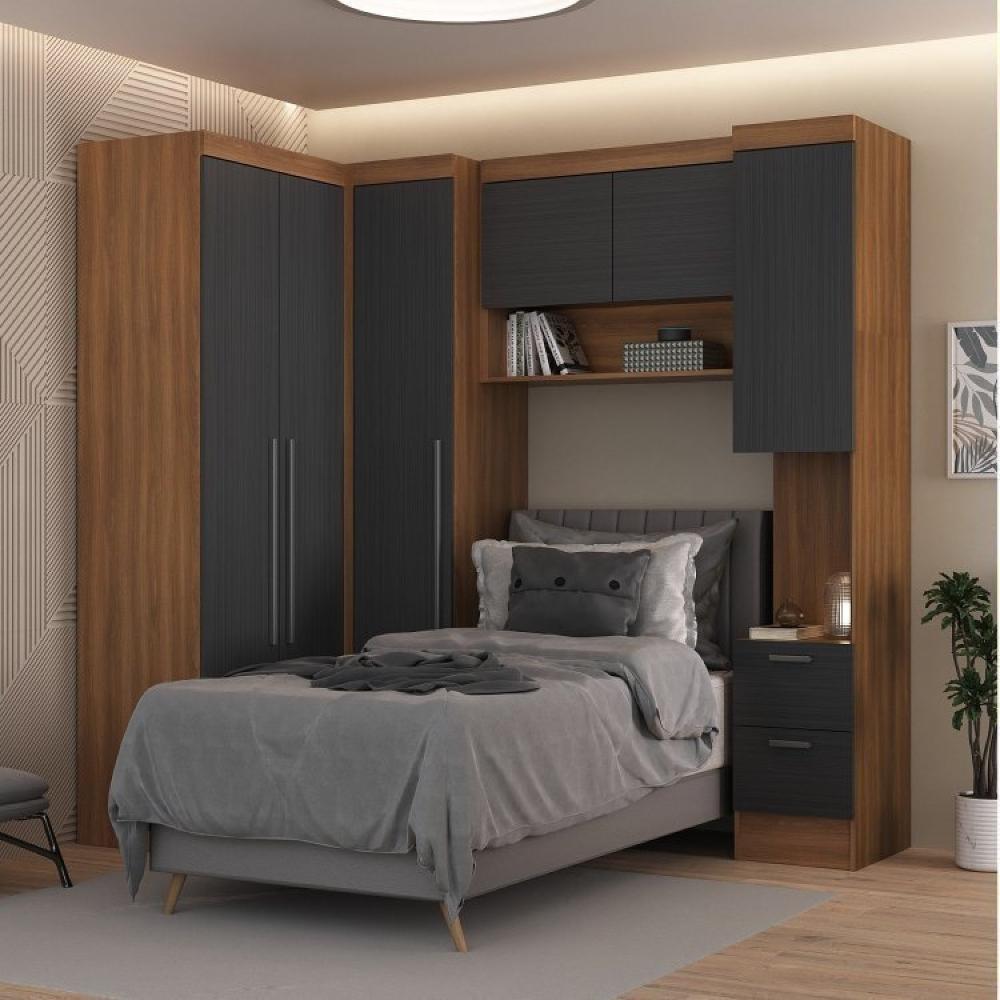 Miniatura Guarda-Roupa Modulado Viena 6 Portas 6 Gavetas da Espresso Móveis Nogal/Grafite