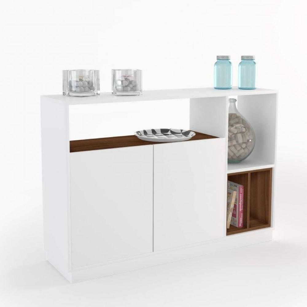 Conjunto Rack para TV até 48 Polegadas 2 Portas e Aparador 2 Portas Folhas Outono Estilare Branco