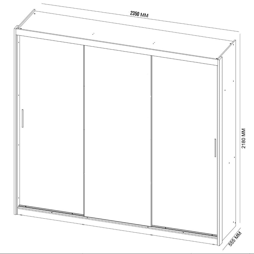 Miniatura Guarda Roupa Casal 3 Portas 1 Espelho 100% MDF London Yescasa Amendola Touch/Off White
