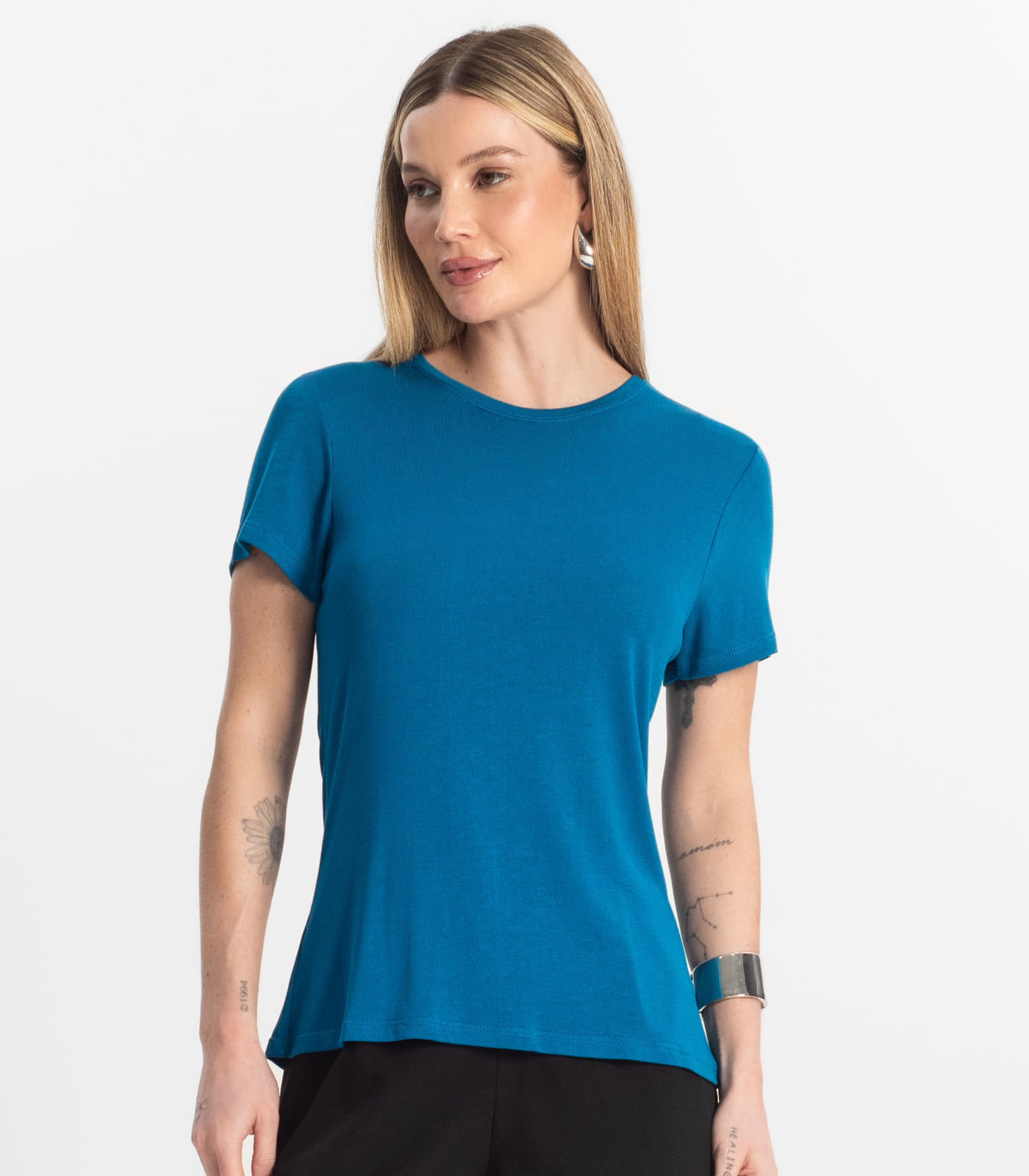 Miniatura Blusa Feminina Básica Visco Tricot Rovitex Azul G