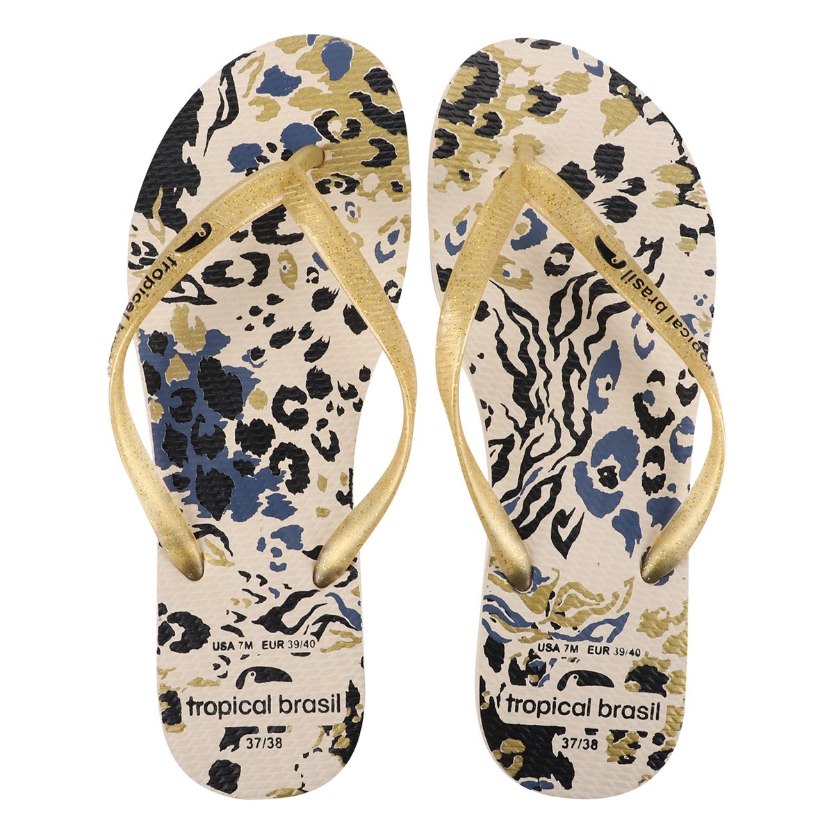Miniatura Kit Chinelo Tropical Brasil Slim Estampado Feminino Colorido - 33/34