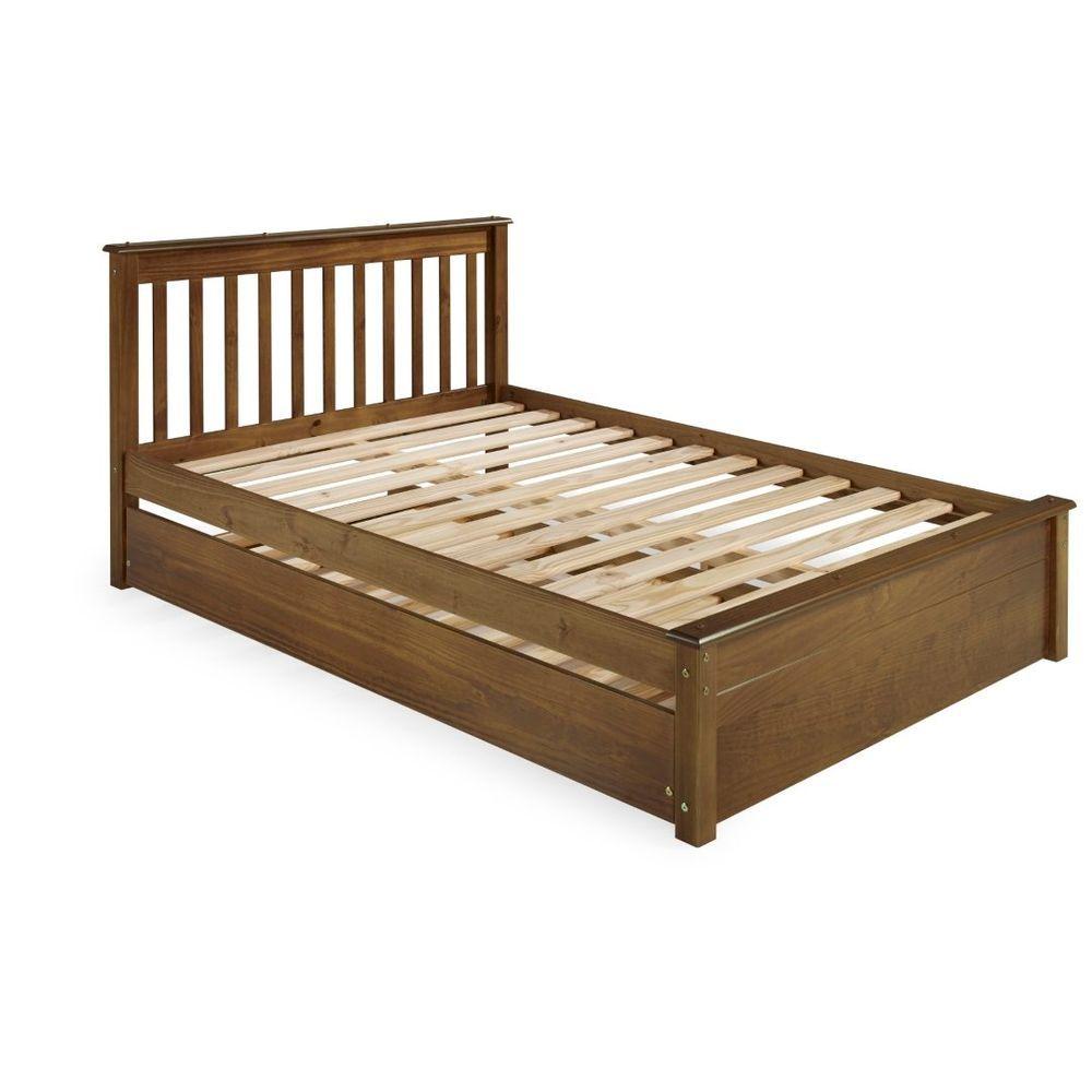 Miniatura Conjunto Cama Casal Inglesa Com Cama Auxiliar Em Madeira Maciça Mv Outlet Castanho
