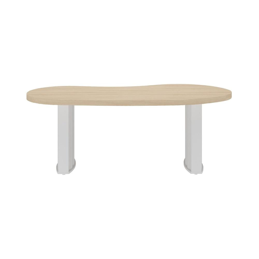 Mesa Para Escritório 200cm Curvas Orgânicas Tampo Tamburato Diretor Artany Carvalho/Branco