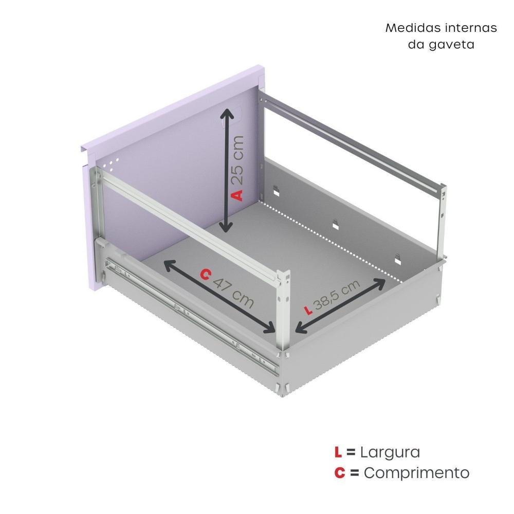 Gaveteiro Arquivo para Escritório em Aço 4 Gavetas Banco /Lilas