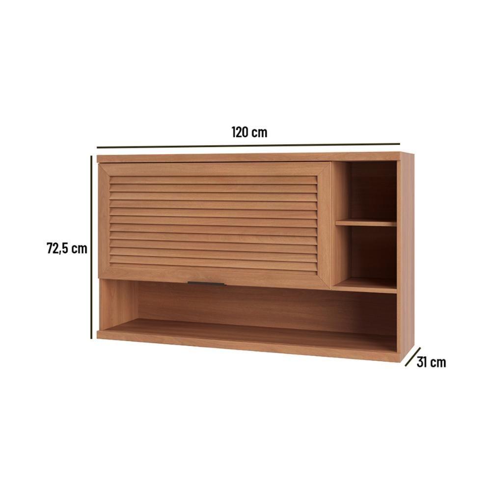 Miniatura Armário De Cozinha Aéreo Com 1 Porta Basculante E Nichos 120cm Multimóveis Cr20395 Freijó