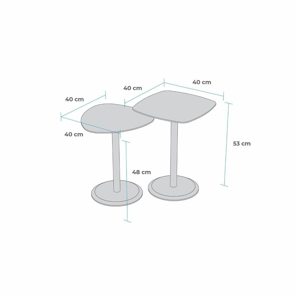 Miniatura Conjunto Mesa de Canto Keva 40x40x53cm Preto