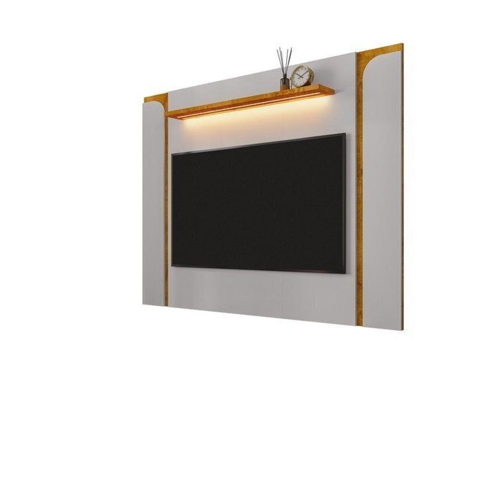 Painel Maresias com Rack Juquehy com Led Off-White/Naturalle