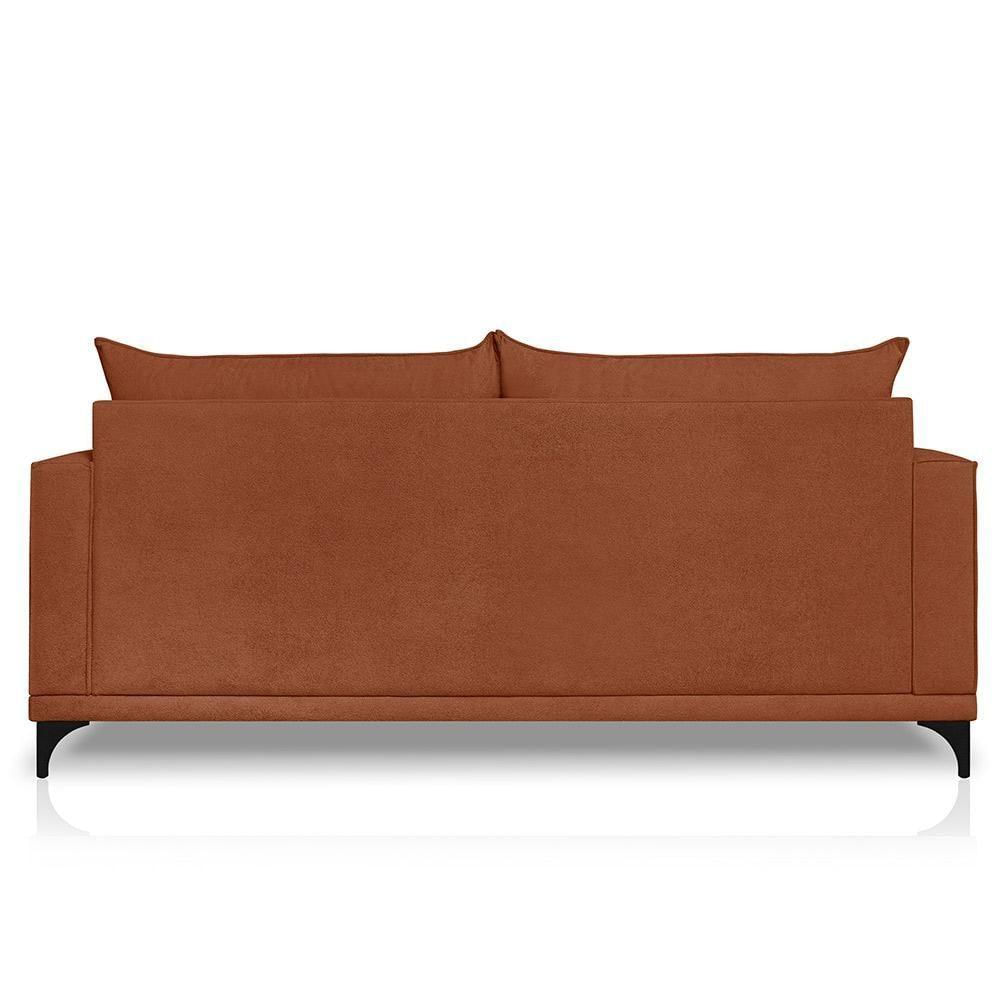 Miniatura Sofá Living 2 Lugares Com Pés De Ferro Almofadas Soltas 180cm Neso Bouclê Terracota