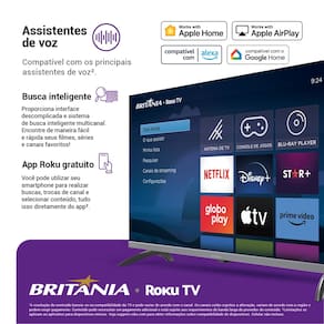 Miniatura Smart TV 32" HD Britânia B32KRA Roku TV Wi-Fi Dolby Audio