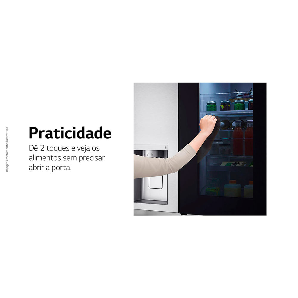 Miniatura Refrigerador Side By Side LG de 03 Portas Frost Free com 598 Litros InstaView Aço Escovado - GC-X257CSH 110