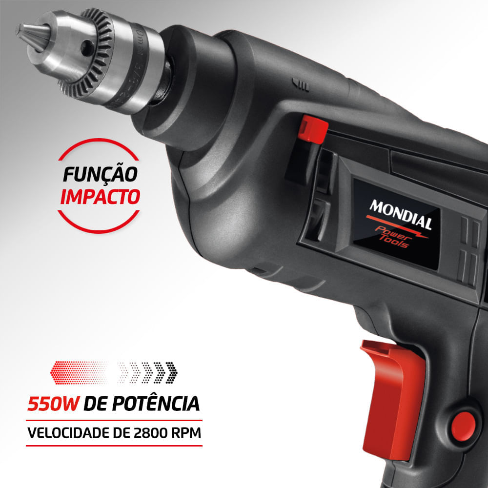 Miniatura Furadeira de Impacto Mondial Power Tools FI-09 FURADEIRA DE IMPACTO 550W-127V-PRETO